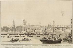 The New London Bridge, 1. august 1831 af English School