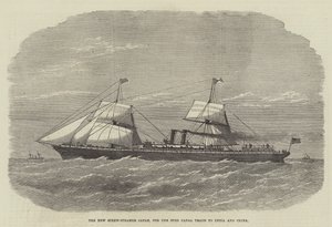 The New Screw-Steamer Japan, til Suez-kanalhandelen til Indien og Kina (gravering) af English School