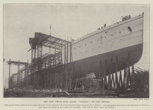 The New White Star Liner, "Oceanic," på aktierne (gravering) af English School