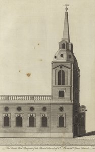 The North West Prospect of the Parish Church of St Benet Gracechurch, London