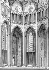 The Octagon, fra sydøst, fra grafiske og litterære illustrationer af Fonthill Abbey af John Britton, 1823 af English School