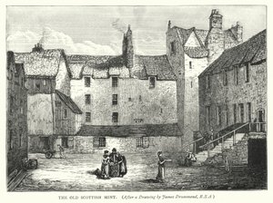 Den gamle skotske mynte (gravering) af English School