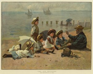 Den gamle smugler (farvelitografi) af English School