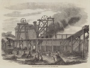 The Page Bank Colliery-Pit on Fire (gravering) af English School