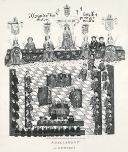 The Parliament of Edward I (1239-1307) kopi fra Wriothesley-manuskriptet fra ca. 1523, pub. i 1794 af English School