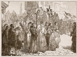 The Pilgrimage of Grace i 1536, illustration fra Cassells Illustrated History of England (sepiafoto) af English School