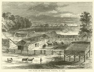 Henrettelsesstedet, Tyburn, i 1750 af English School