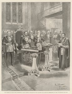 Prinsen af Wales, mest tilbedende stormester, der udgør Chancery Bar Lodge of Freemasons, nr. 2456, i Lincoln