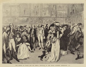 Prinsen af Wales og Sir Joshua Reynolds på Royal Academy Exhibition af English School