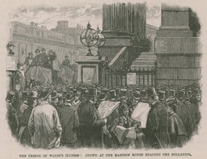 Prinsen af Wales sygdom: Folkemængde i Mansion House læser bulletinerne af English School