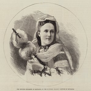 Prinzessin Elisabeth von Rumänien in der Nationaltracht der rumänischen Bauern (Gravur) von English School