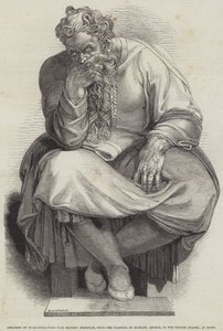 Profeten Jeremias, fra maleriet af Michael Angelo, i Det Sixtinske Kapel i Rom (gravering) af English School