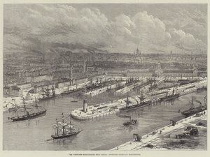 Den foreslåede Manchester Ship Canal, påtænkte havne ved Manchester (gravering) af English School