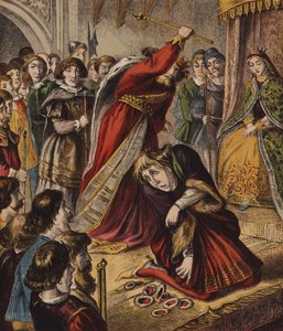 Hjerternes dronning, hun lavede nogle tærter (farve litho) af English School