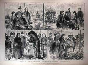 Dronningen ved Wild West Show of the Great American Exhibition, fra The Illustrated London News, 21. maj 1887 af English School