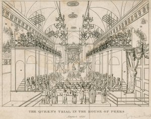 Der Prozess der Königin im House of Peers, August 1820 von English School