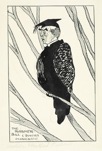 The Rasher-Bill (Divers Oxoniensis): Hastings Rashdall (1858-1924) (pen & blæk og blyant på papir) af English School