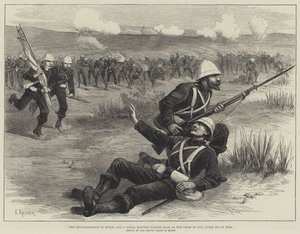 The Reconnaissance in Force, 5. august, Royal Marines falder tilbage ved dagens slutning under kraftig ild (gravering) af English School