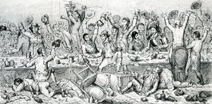 The Reformers Dinner, illustration taget fra satirikeren, 1809 af English School