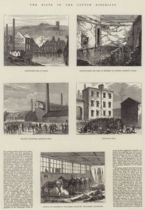 Optøjerne i bomuldsdistrikterne (gravering) af English School