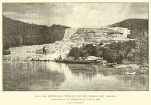 The Rotomahana terraces and hot springs, New Zealand, destroyed by an earthquake on 10 June 1886  af English School