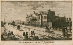 The Royal Circus i St Georges Fields, Surrey, nær Obelisken af English School