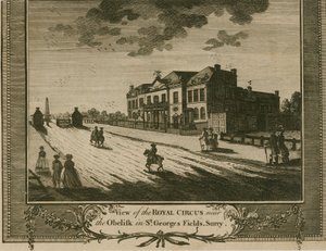 The Royal Circus i St Georges Fields, Surrey, nær Obelisken af English School