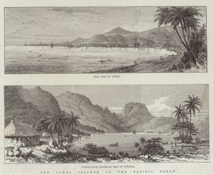 Samoa-øerne i Stillehavet (gravering) af English School