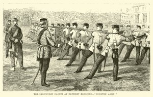 Sandhurst-kadetterne til bajonetøvelse, forkort arme! af English School