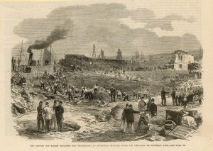 Sapperne og minearbejderne reparerer dæmningen af Plumstead Marshes af English School