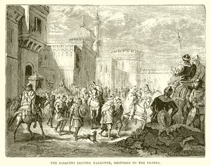 Saracenerne forlader Narbonne, restaureret til frankerne af English School