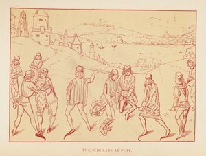 The Scholars at Play (farvelitografi) af English School