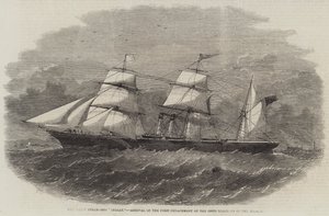 Screw Steam-Ship "Indian," Ankomst af den første afdeling af 100. regiment i Mersey (gravering) af English School