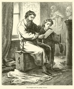 Billedhuggeren og den unge maler (stik) af English School