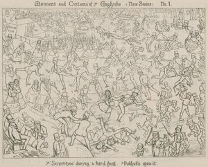 The Serpentine, Hyde Park, London, under en hård frost af English School