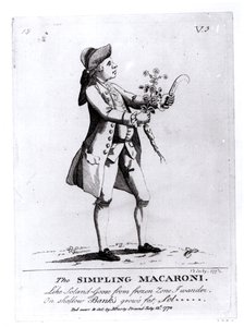 The Simple Macaroni, pub. af N. Darly, 13. juli 1772 (gravering) (bw-foto) af English School
