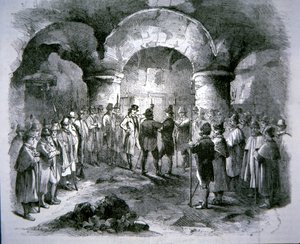 Society of United Irishmen aflægger ed mod engelsk styre (gravering) af English School