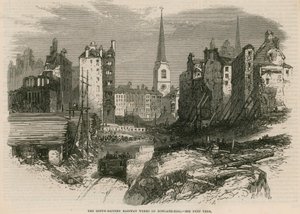 South-Eastern Railway arbejder på Dowgate Hill, London af English School