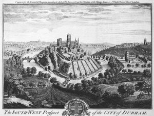 The South-West Prospect of the City of Durham, omkring 1600 af English School