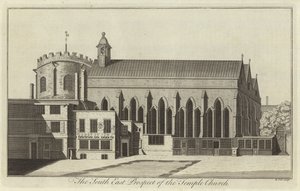 The South East Prospect of the Temple Church, London af English School