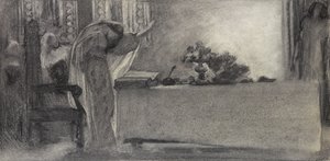 The Spell, ca. 1870 (kul på papir) af English School