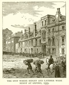 Stedet, hvor Ridley og Latimer blev brændt i Oxford, 1555