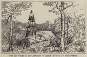 The Sub-Wealden Exploration i Sussex, Boring at Netherfield (gravering) af English School