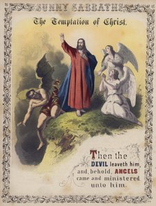 Die Versuchung Christi (farbige Gravur)