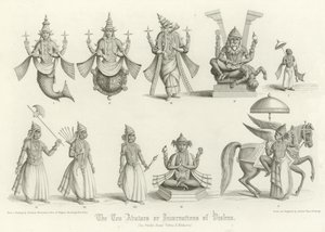 De ti avatarer eller inkarnationer af Vishnu af English School