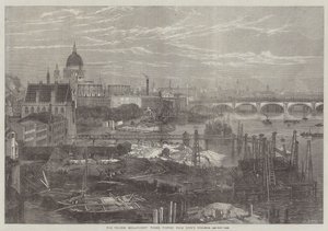 The Thames Embankment Works, set fra King