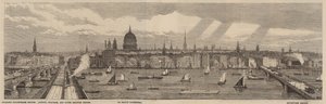 Themsen Embankment på nordsiden af Themsen fra Palace of Westminster til Blackfriars Bridge af English School