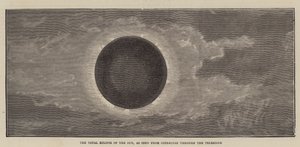 Den totale solformørkelse, set fra Gibraltar gennem teleskopet (gravering) af English School