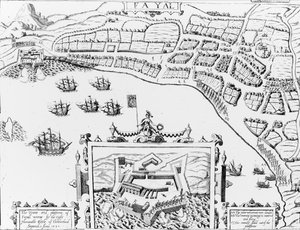 The Towne and Platforme of Fayall vundet af den højre ærede Earle of Cumberland, 2. september 1589 af English School
