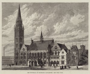 Rådhuset i Rochdale, Lancashire (gravering) af English School